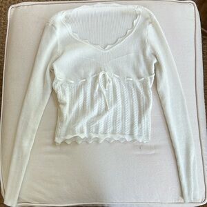 White Long Sleeve Shirt with Tie